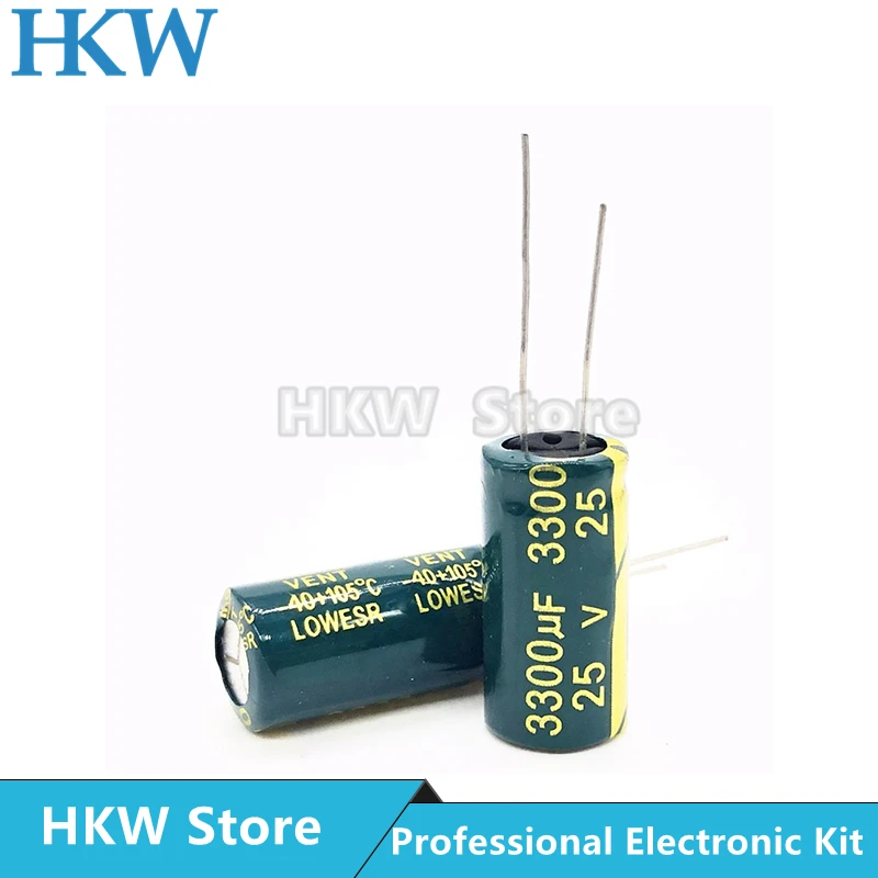 10pcs/lot 3300UF 25V 13*25mm  High Frequency Low ESR / Impedance Aluminum Electrolytic Capacitor 3300uf25V 13X25 20%