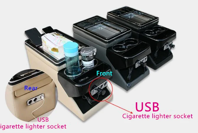 

For Honda Elysion 2002-2021 Multifunctional car console box,armrest storage box with USB,Cigar lighter,Piano paint surface