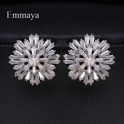 Emmaya New Fashion Delicate Snow Flake Shape Zirconia Earring Noble Jewelry For Women Hollow Out Style Ingenious Ornament