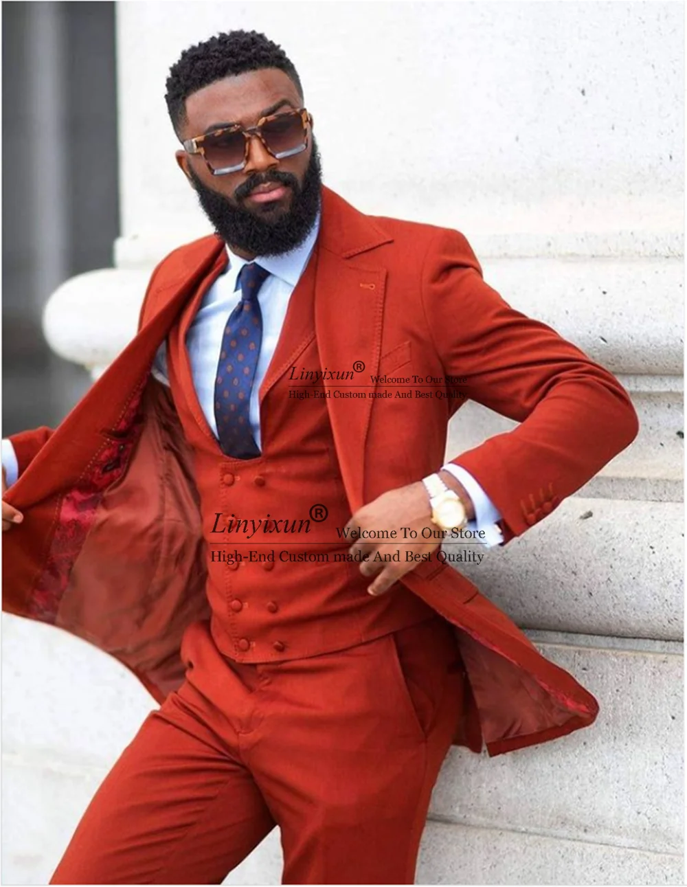 

Autumn and Winter Wine Red Notched Lapel Tuxedo Wedding Man Suit 3 Pieces Formal Business Blazer(Jacket+Pants+Vest)Costume Homme