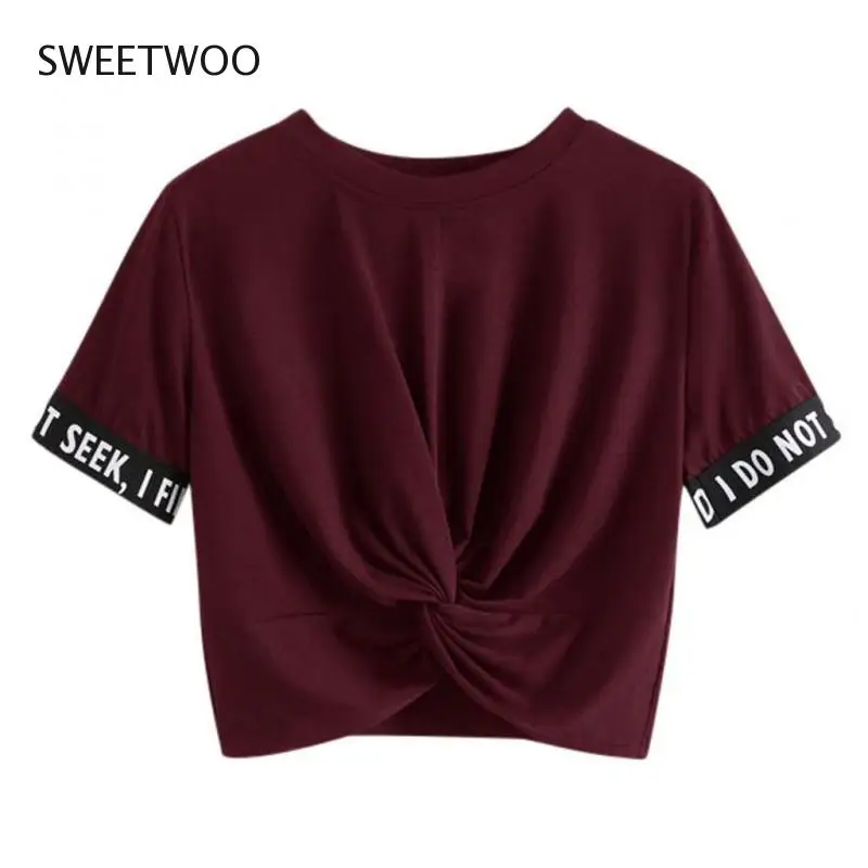 Fashion Latter Bandage Women Tshirts Tie Up Sexy Sport Short Tops Ladias Summer Clothes T-Shirt