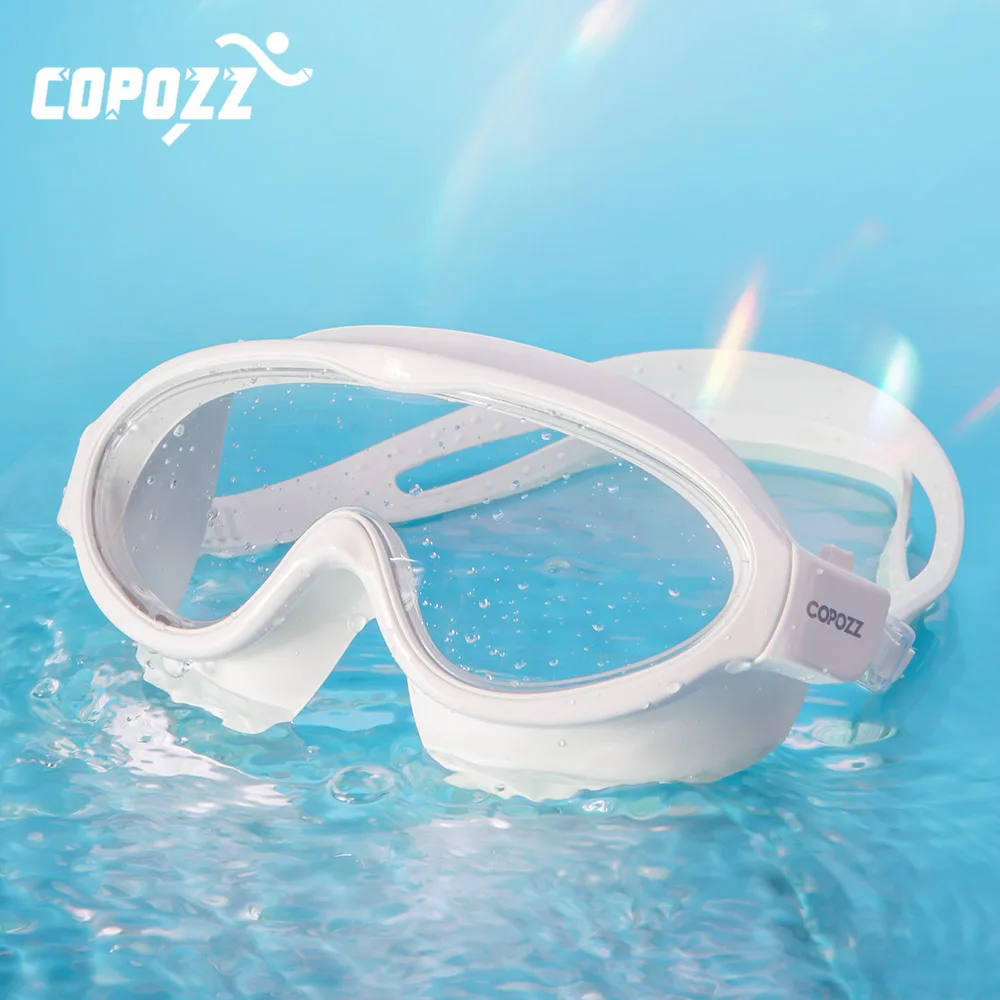 COPOZZ Professional Waterproof Soft Silicone Glasses Swim Eyewear Anti-Fog UV Adult One-piece Swimming Goggles for Men Women