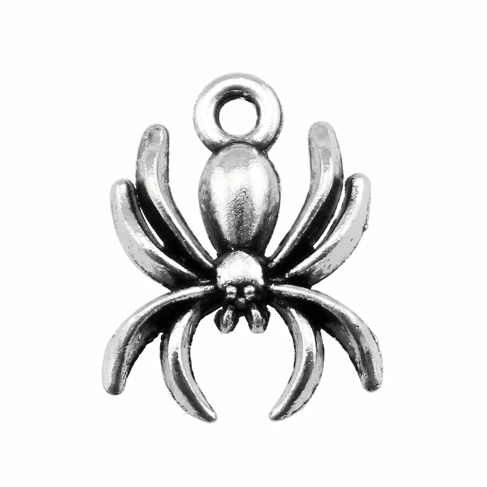 

Wholesale 200pcs/bag 17x14mm Antique Silver Color Color Spider Handmade Charms DIY For Bracelet Necklace