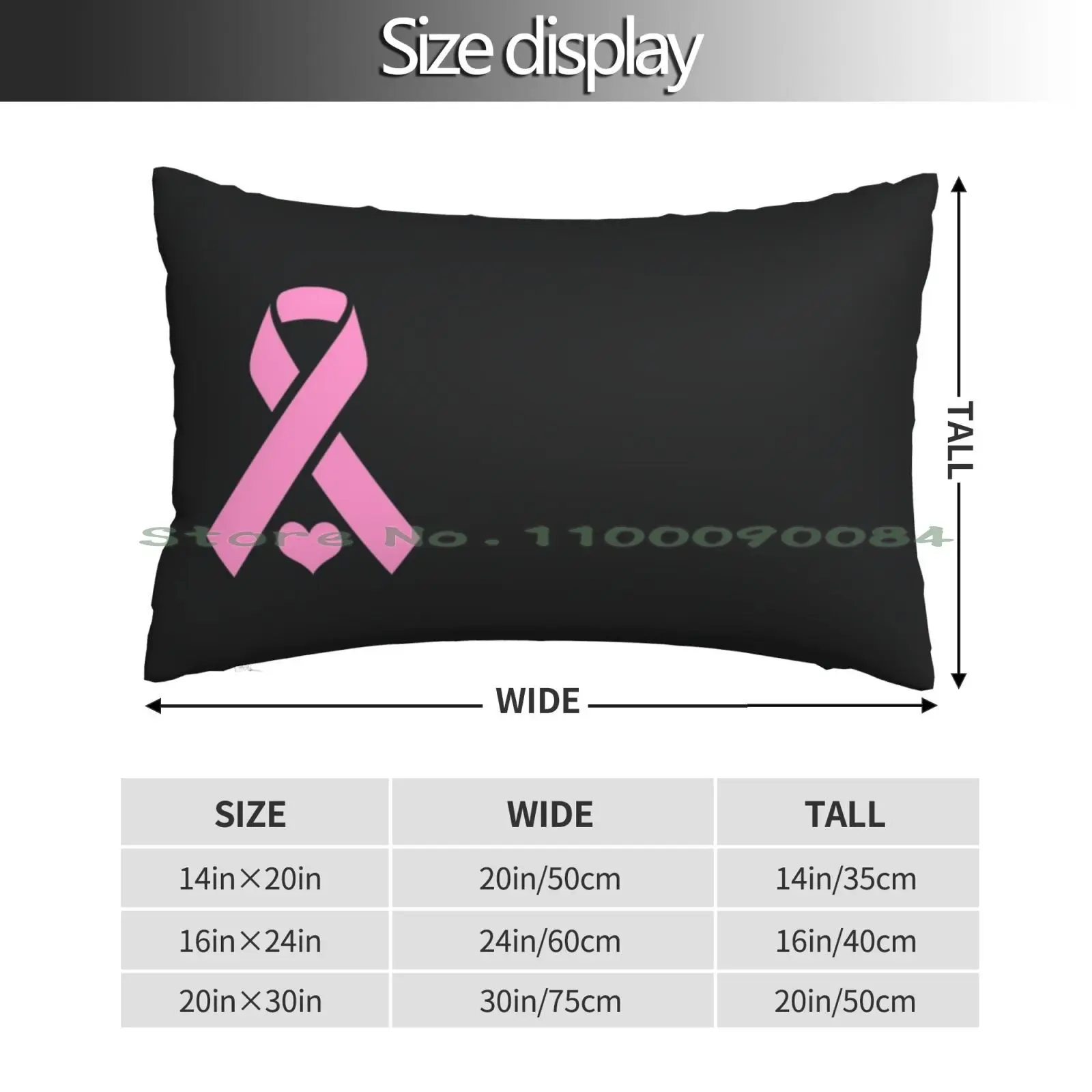 Pink Ribbon With Heart For Breast Cancer Awareness Pillow Case 20x30 50*75 Sofa Bedroom Awareness Ribbon Boobs Logo Kick Heart