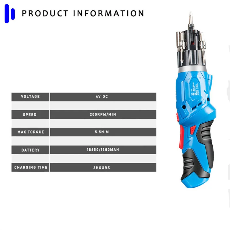 Cordless Electric Screwdriver 4v Power Tool 1300mah Lithium Battery Rechargeable Multi-function Mini Drill LED WIth 45PCS Bits