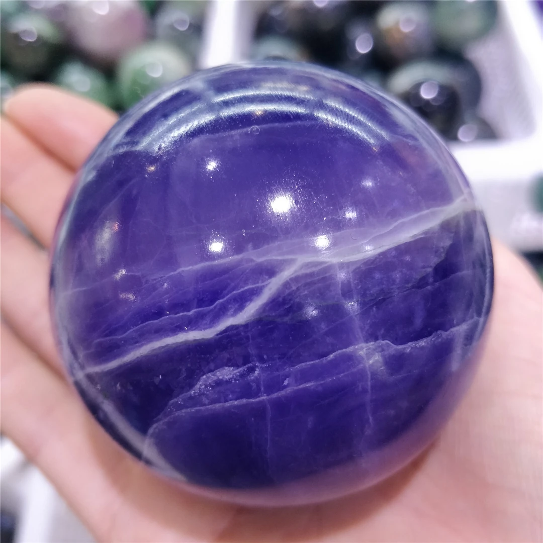 6-8CM Natural Gemstone Purple Fluorite Crystal Ball Reiki Healing Stones Apartment Decorative Ornament  Jewelry Quartz Sphere