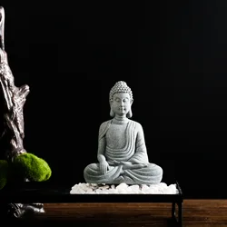 Mini Meditate Buddha Statue Zen Gesture Thai Buddhist Figurine Sculpture Home Office Desk Garden Decoration Ornament Crafts
