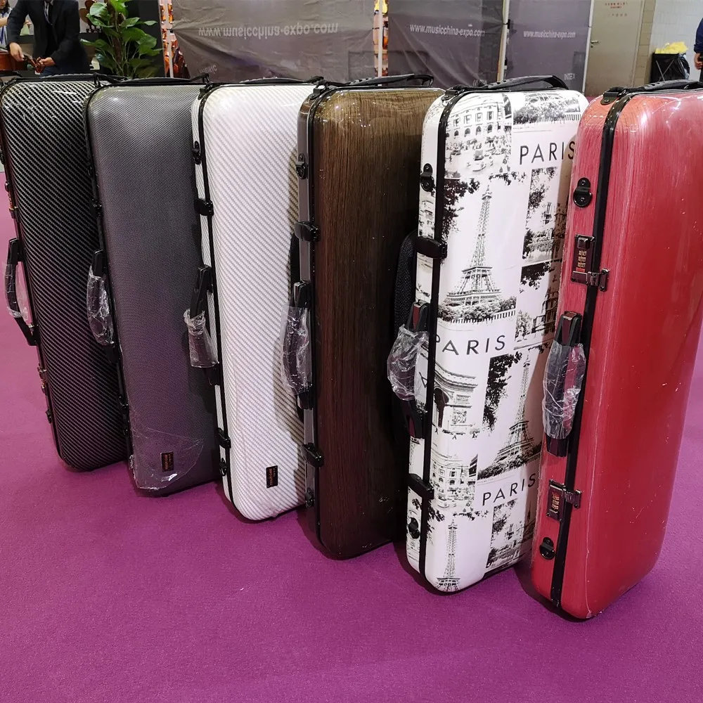 長方形バイオリンケース カーボンファイバー 4/4サイズ 楽譜バッグ付き