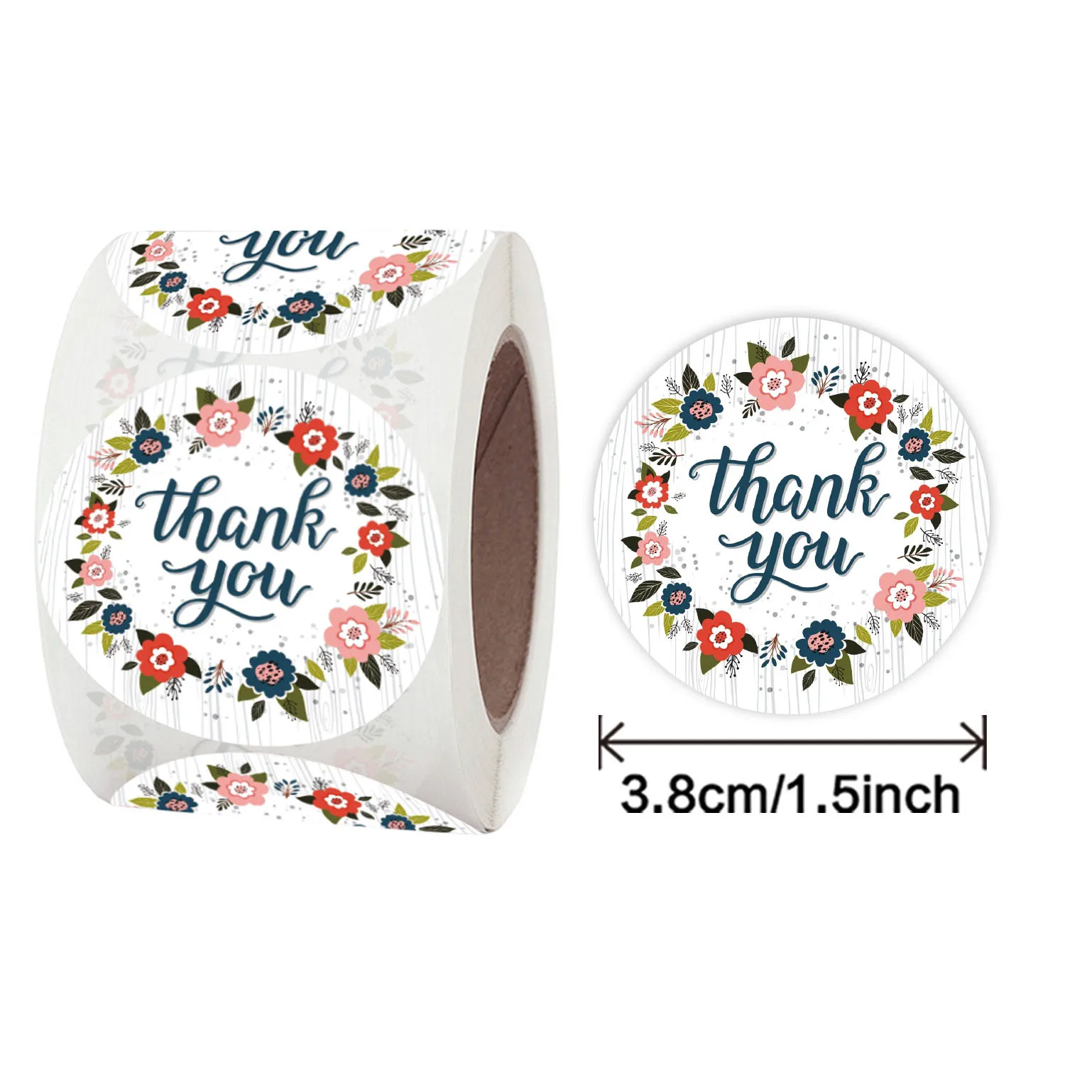 38mm Thank You Stickers Floral Sealing Labels For Wedding Party Cards Decoration Envelope Fixed Stickers Stationery Supplies