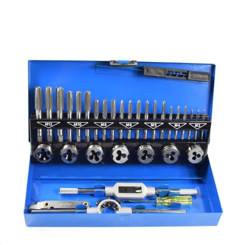 

32pc M3-M12 Metric Tap and Die set Hand Tapping Tools Screw Thread Tap Die Wrench Set