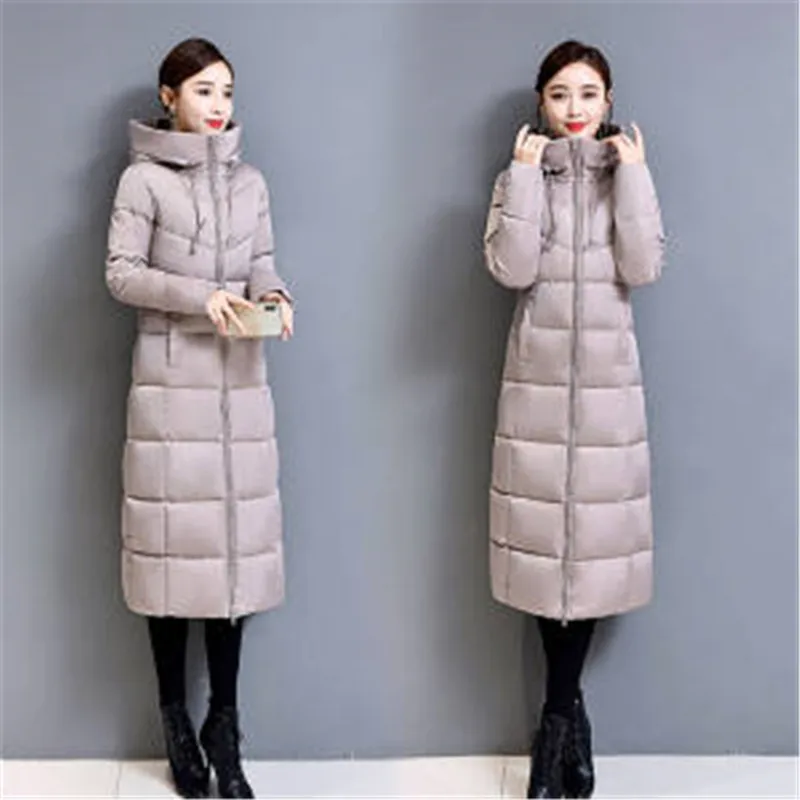 Down Padded Jacket Women Mid-Length Coat 2021Female For Winter New Hooded Jacket Over The Knee Long Thick Slim-Fitting Jacket117