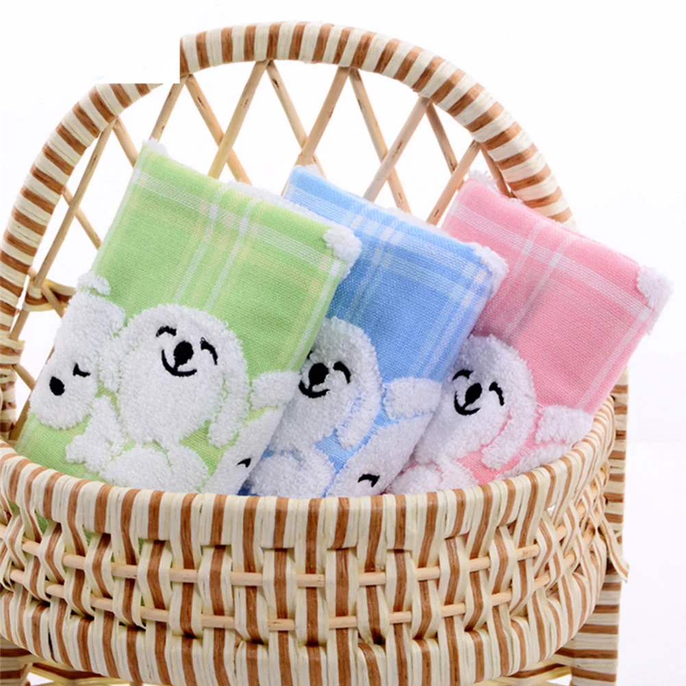 30*30cm Baby Cotton Soft Hand Towel Home Cleaning Face For Baby Towel Infant Cartoon Dog Handkerchief Towels High Quantity