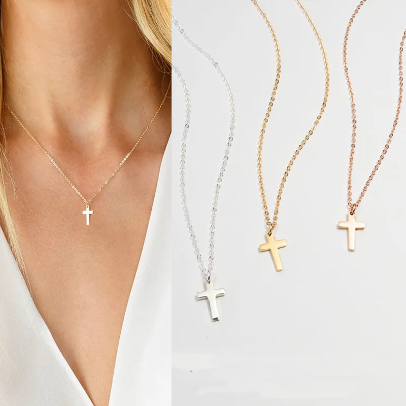 Tiny Zijdelingse Cross Ketting Hanger Rvs Dainty Minimalistische Cross Choker Ketting Sieraden