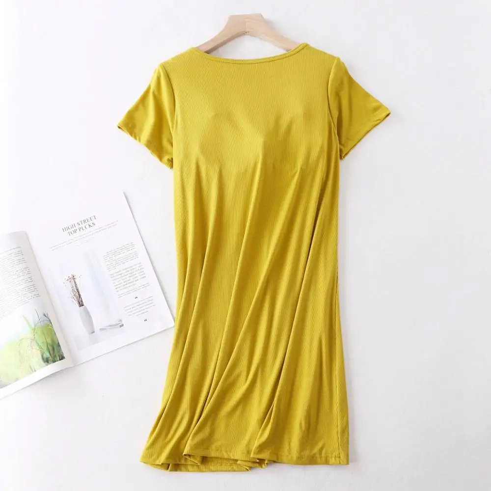 Loose Nightdress Home Clothes Short Sleeve Large XXL Nightgown For Women Summer Sleepwear Threaded Chest Pad Sleeping Dress