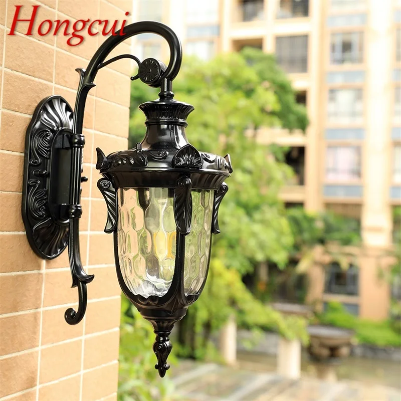 

Hongcui Outdoor Wall Lamp Classical Retro Black Lighting LED Sconces Waterproof Decorative for Home Aisle