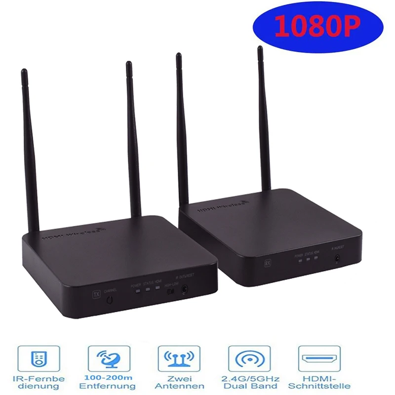 5GHz transmisja bezprzewodowa przedłużacz HDMI nadajnik-odbiornik konwerter wideo 100M 200M bezprzewodowy Wifi HDMI nadawca DVD PC do telewizora