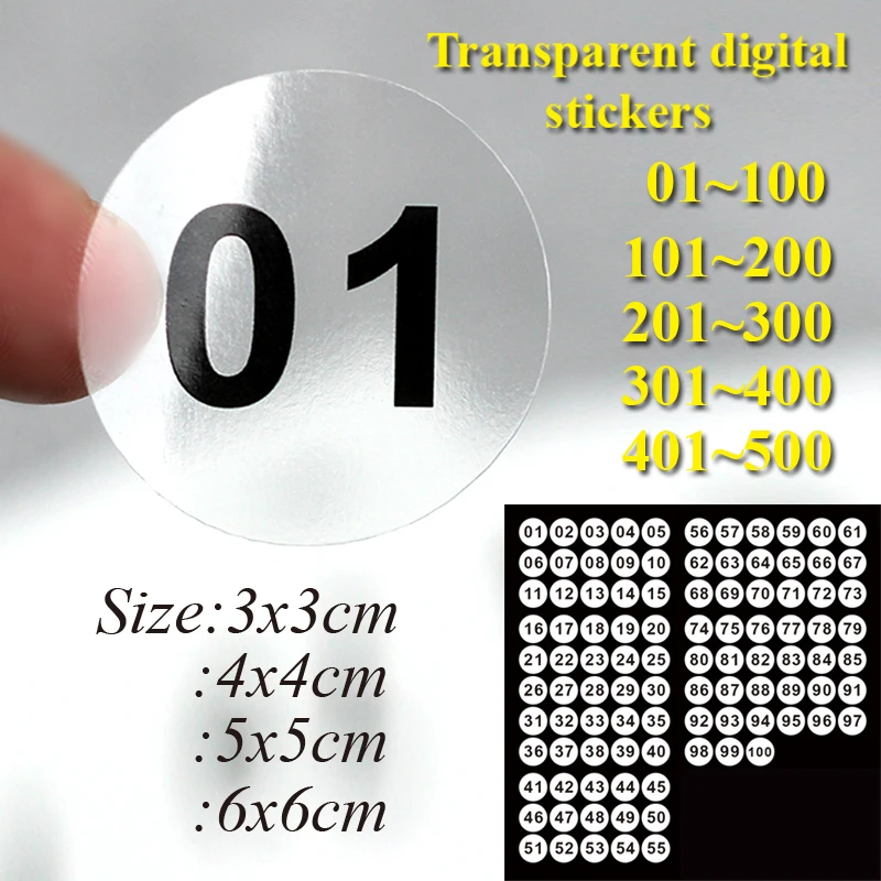1-100個透明デジタルステッカー黒デジタルステッカーパーソナライズされたカスタムラベル白ステッカークラフト紙2-10センチメートル