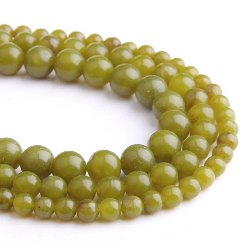 Natural green lemon jades jaspers stone beads loose gem stone beads wholesale for jewelry making bracelet material women men diy