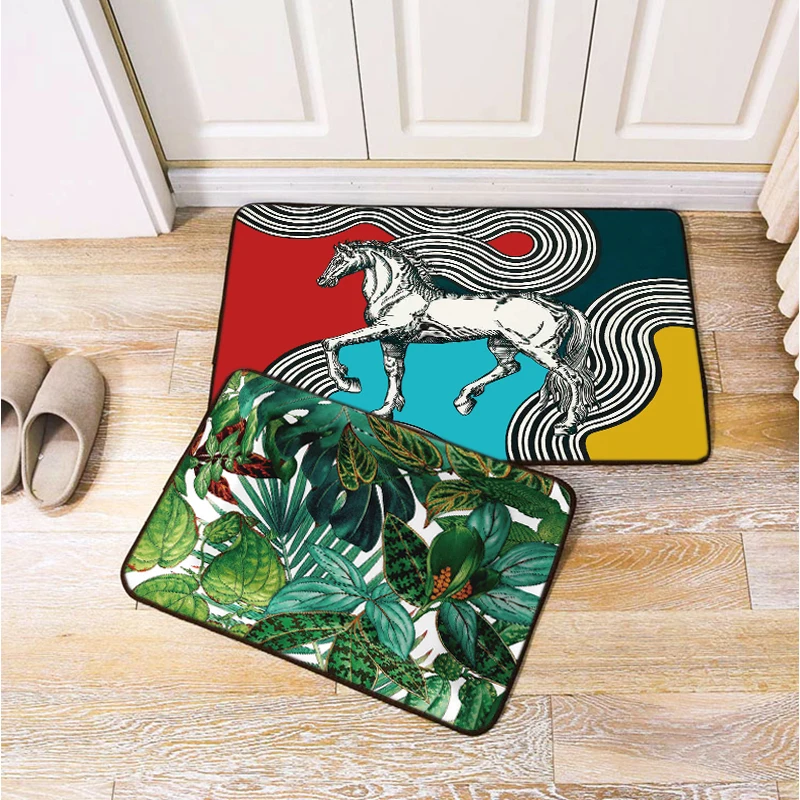 

Indoor Doormat Steed Pattern Non Slip Door Floor Mats Art Carpet Rugs Home Decor Crystal Velvet Door Mat Porch Doormats