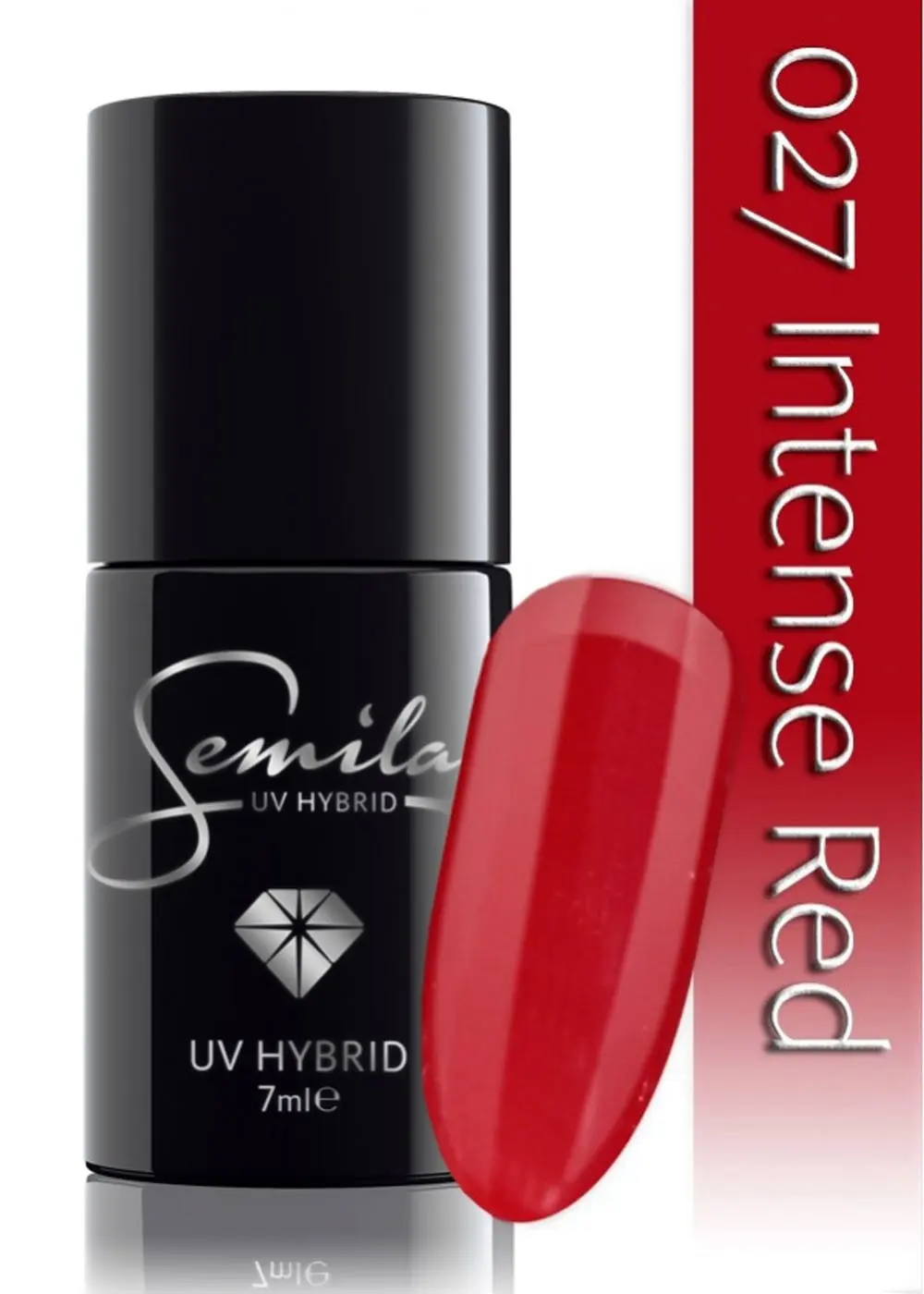 Semilac Intense Red 027 semi-permanent coverage, UV hybrid nail polish texture Gel