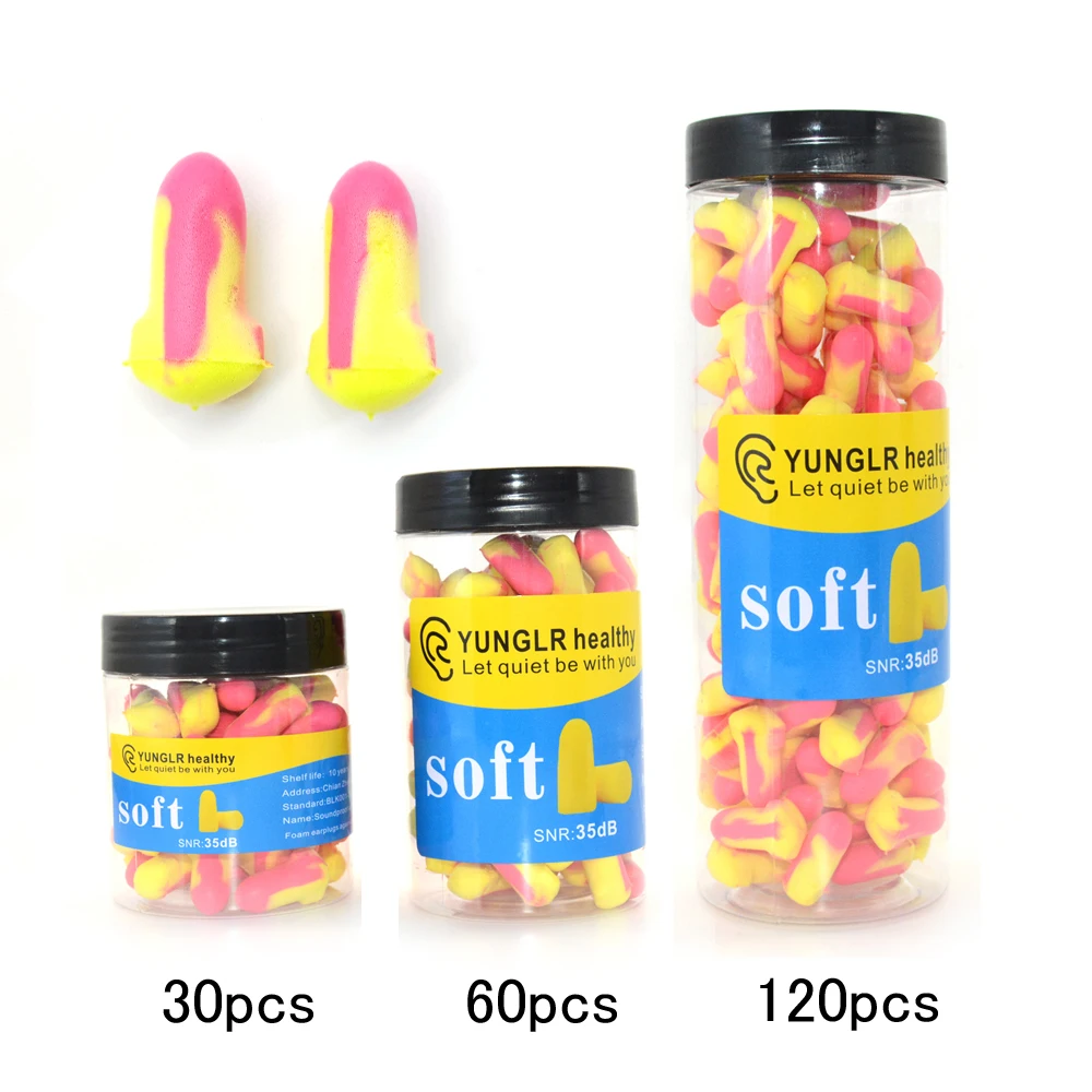 30/60/120 pcs Earplugs Sound Insulation Anti Noise Foam Soft For Sleeping Plug Reduction Sleep Cancelling Protection Ear Plugs