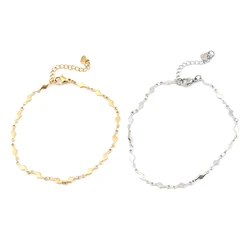 304 Stainless Steel Chain Anklet Lightning Heart Anklet Bracelet Leg Chain Barefoot Sandals For Fashion Women Jewelry, 1 Piece