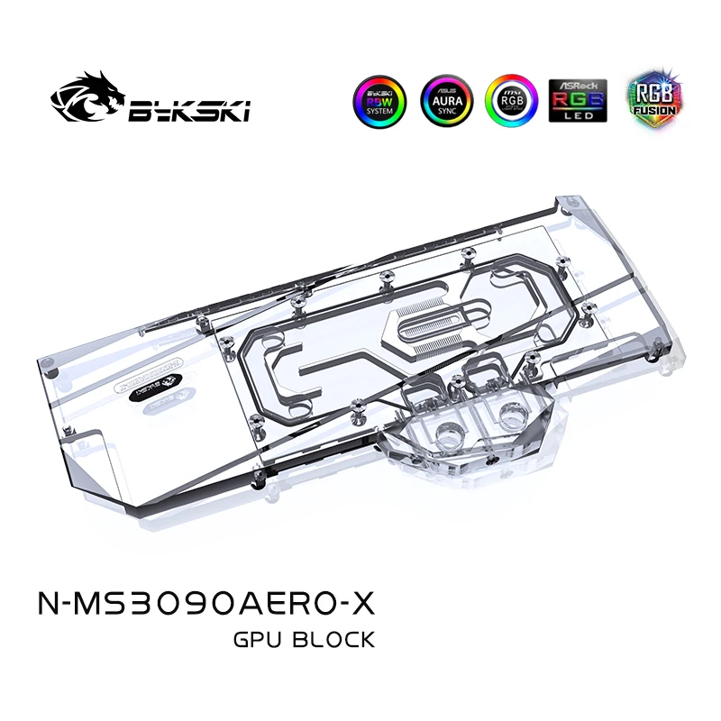 บล็อกระบายความร้อนด้วยน้ำแบบกำหนดเองสำหรับการ์ดจอ Bykski สำหรับ MSI RTX 3090 Areo 24G พร้อมแผงหลัง ระบบระบายความร้อนด้วยน้ำสำหรับการ์ดจอ