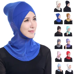 Niqab Hijab musulmán para mujer, pañuelo elástico de Color sólido para la cabeza, turbante envolvente, pañuelo interior islámico, gorro superior, gorro interior Ninja