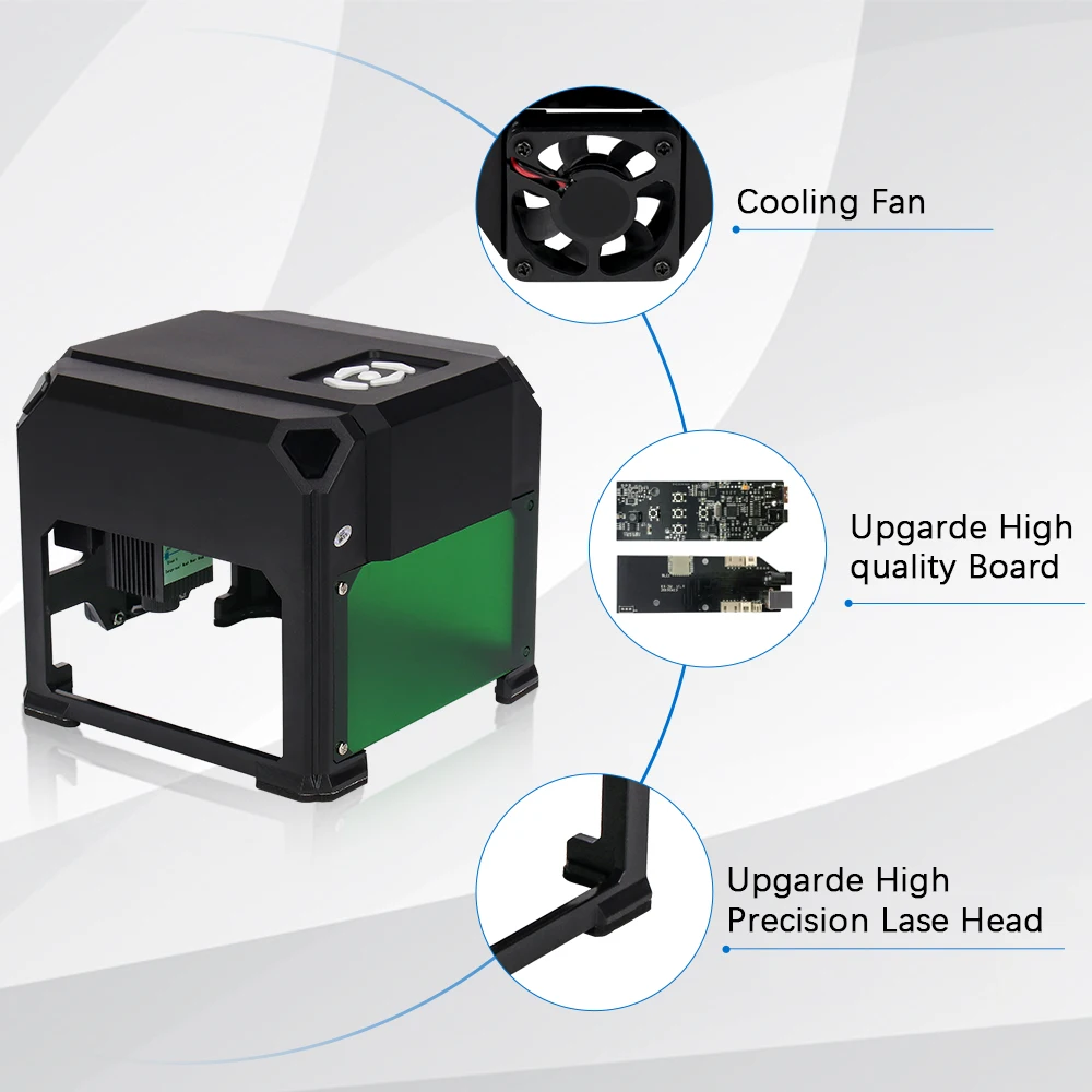 เลเซอร์แกะสลัก3000Mw มินิเดสก์ท็อปตัดเครื่อง3W CNC เครื่องแกะสลัก DIY โลโก้ไม้เลเซอร์ Pro