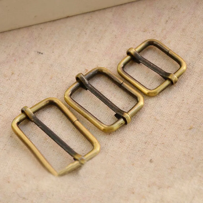 Metal tri-gildes slider sliding bar buckle rectangle adjuster buckle for leather craft bag strap belt shoulder webbing