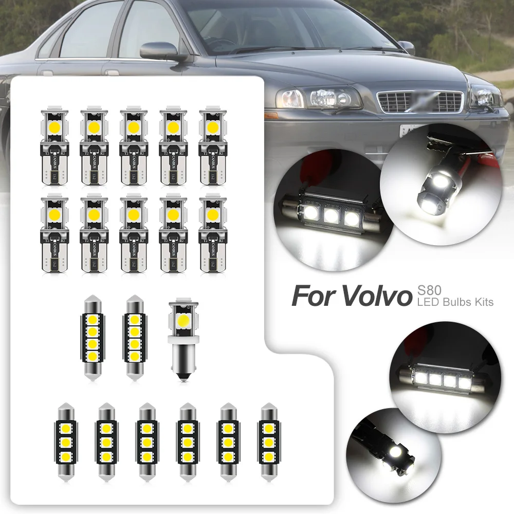 

19x White Canbus LED Interior Package Kit Bulbs For 1999 2000 2001 2002 2003 2004 2006 Volvo S80 Sedan Trunk Step/Courtesy Light