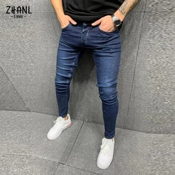 Streetwear สบายๆยืดกางเกงยีนส์ Mens Denim Elastic เอวกางเกงกระชับรูปร่างชายแฟชั่น Street 2022 Vintage Men เสื้อผ้า