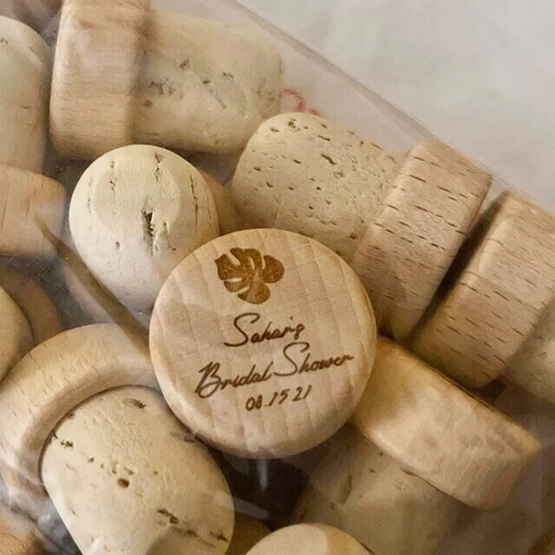 

Custom Engraved Palm Tree Leaf Wood Wine Stopper,Wedding Party Favors,Cork Bottle Toppers Gift,Personalized Summer Favor