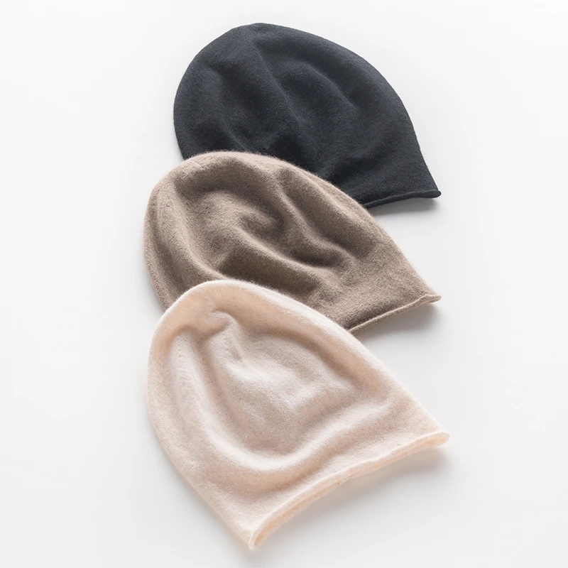 Women Hats 100% Goat Cashmere Knitting Headgears Female Autumn & Winter new Soft Fashion Hat 3Colors Free Shipping