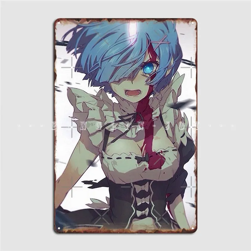 Rem Re:Zero Metal Sign Wall Cave Mural Classic Plates Tin Sign Poster