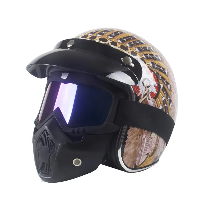 New Arrival Motorcycle Open Face  Vintage Scooter Half Women's Retro Motorbike Helmet Men's Moto Casco