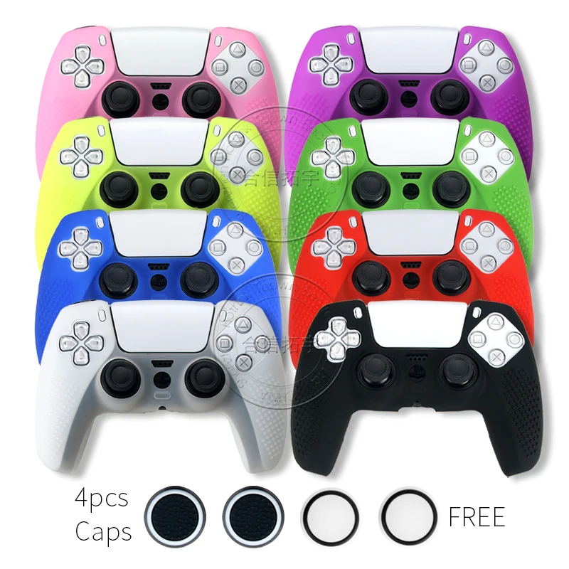 HOTHINK 1 مجموعة غطاء من السيليكون مع أغطية الإبهام لوحدة تحكم PS5 المضادة للانزلاق جزيئات محدبة غطاء مقبض ل بلاي ستيشن 5 DualSense