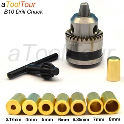 Mini Electric Drill Chuck B10 0.6-6mm Mount Taper Connector Rod Motor Shaft Chuck For Drill With Adapter Key Wrench Power Tool