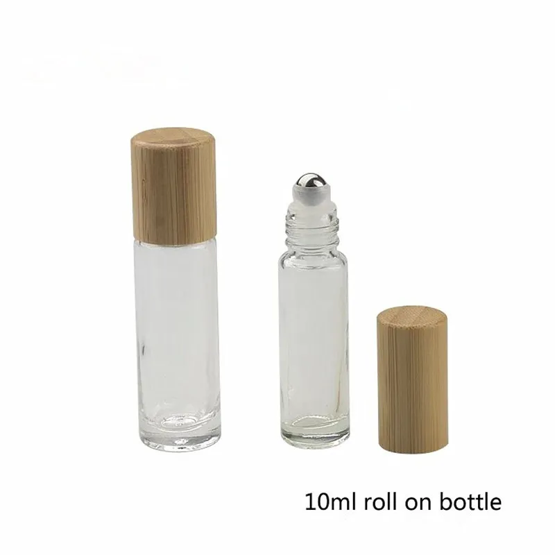 

Bamboo cap for 10ml Glass Crystal Stone Essential Oils Massage Roller Bottles Empty Refillable Roll On Perfume bottle Roller cap