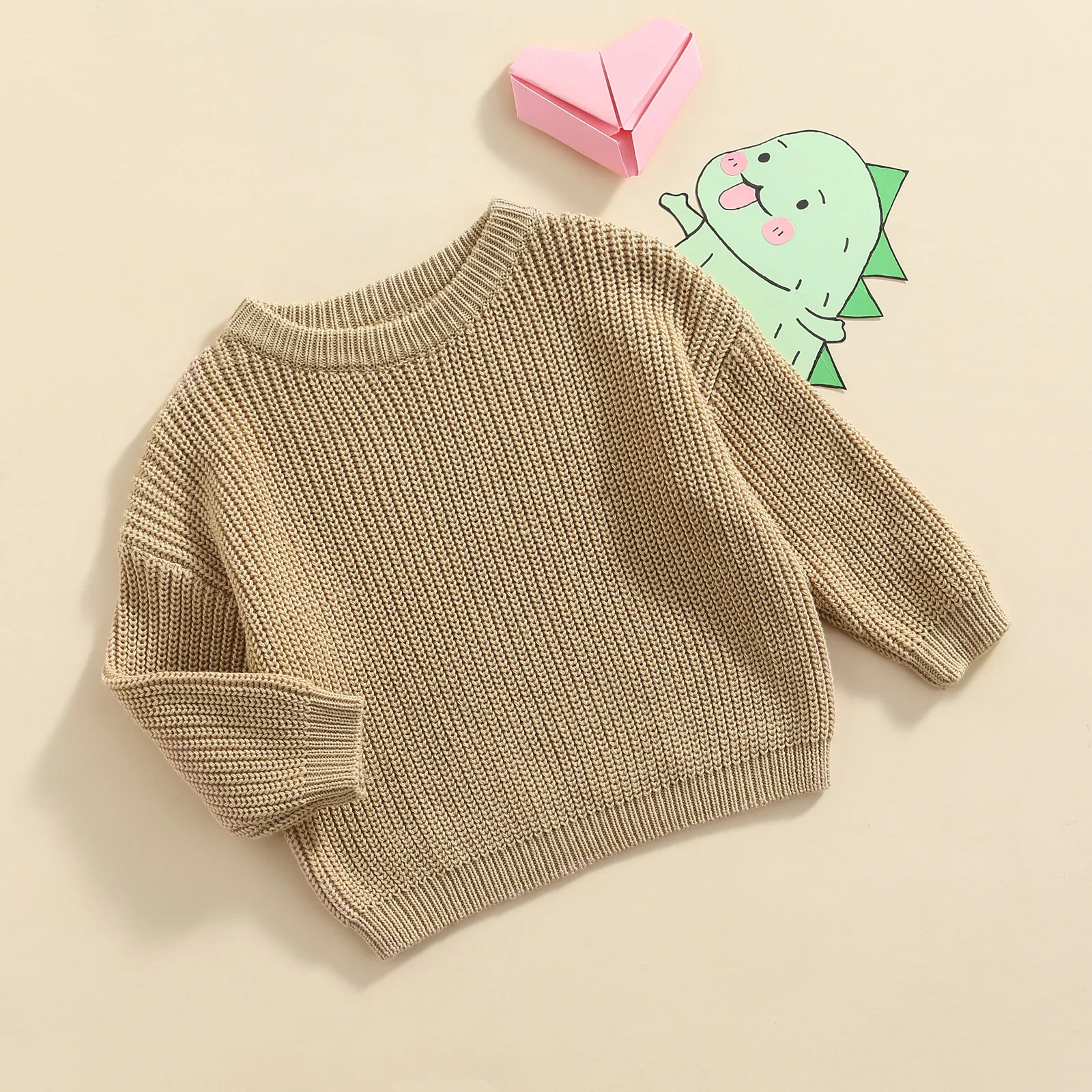 FOCUSNORM 6 Colors Lovely Kids Girls Boys Knitting Sweater Outwear Outfits 0-5Y Candy Solid Color Long Sleeve Pullover Tops