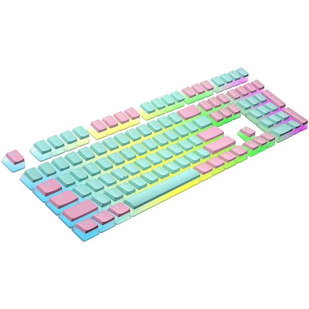 

108 Double Shot PBT Pink cyan pudding pudding keycap Ansi/ISO-Oem configuration 60%/87 TKL/104/108 switch backlit mechanical ke