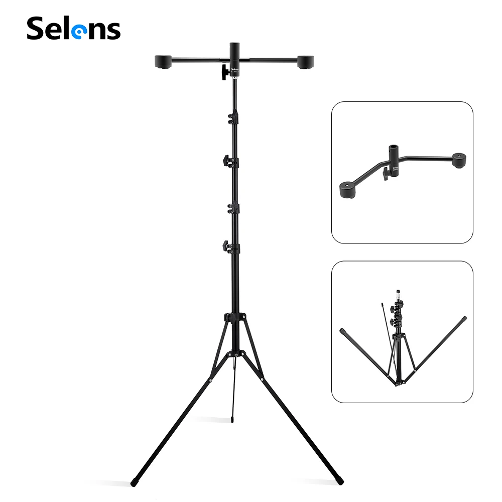 Selens Studio Adjustable Light Stand Tripod with Magnetic support bracket For Reflector Backdrop Video Photo Studio Youtube