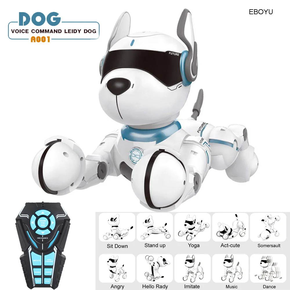 JXD-Robot Intelligent A001 pour Enfants, Chien RC, Promenade et brev, Animal de Compagnie Interactif, Chiot, Télécommande, Commande Vocale, Jouet Intelligent