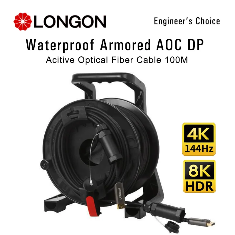 

LONGON Waterproof Armored DP1.4 8K Cable Optical Fiber Displayport Cable Navida RTX3080 4K144Hz 240Hz Monitor 5m 10m 15m 20m100m