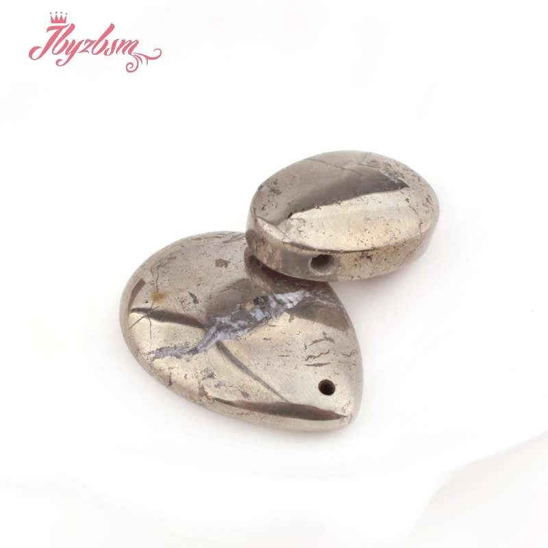 22x30mm 30x40mm Drop Silver Gray Pyrite Smooth Natural Stone Beads Loose For DIY Gift Necklace Pandant Jewelry Making 1 Pc