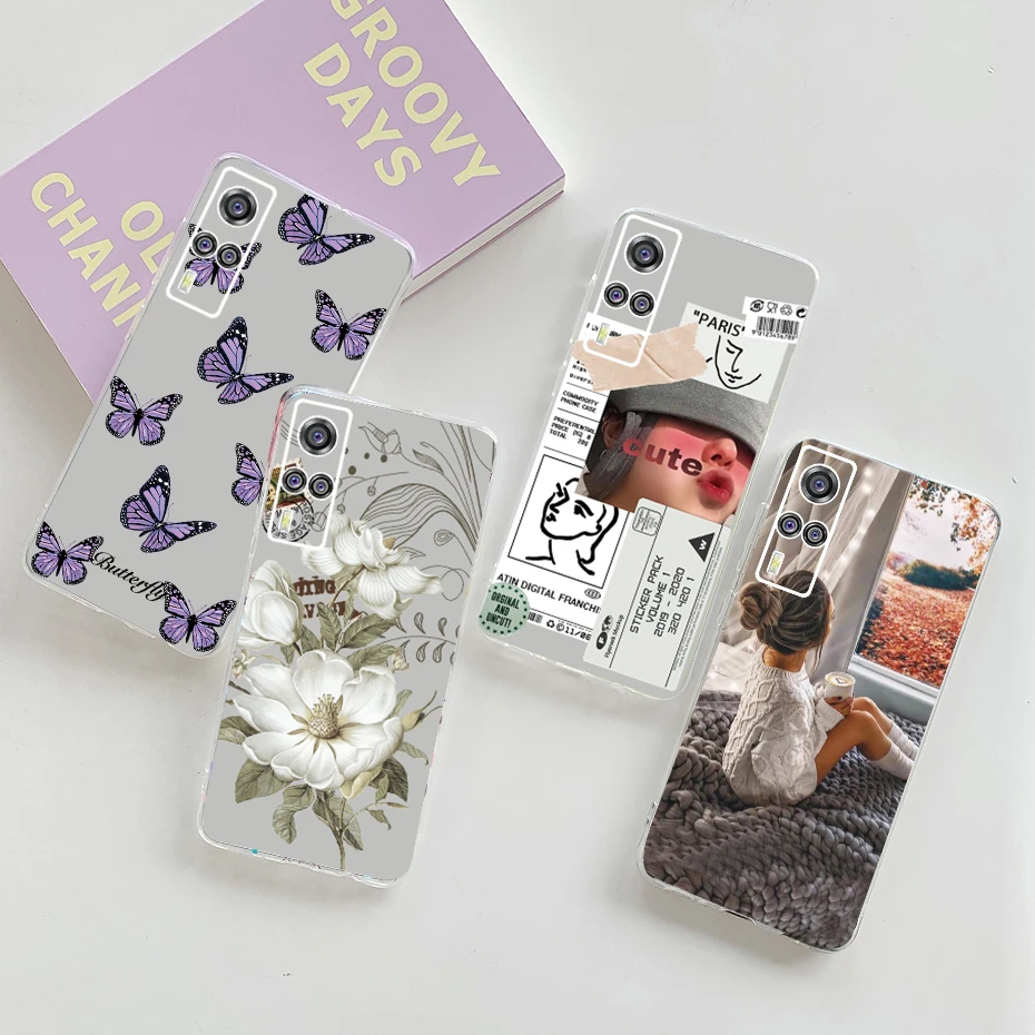 For VIVO Y53S Case Silicone Cover Clear Transparent Soft TPU Fashion Art Label Phone Case For VIVOY53S Y 53S Y53S 4G Case Bumper