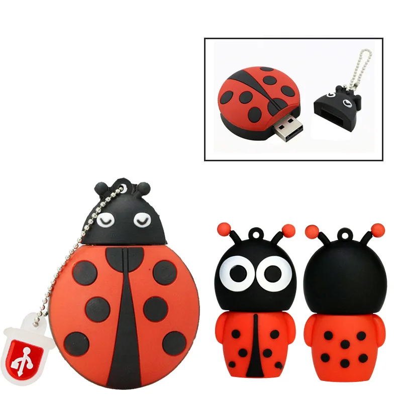 USB Stick Insect Lady Bettle USB Flash Drive 4GB 16G 32GB Creative Cartoon Ladybug USB Flash 2.0 Ladybird Memory Drive USB Stick