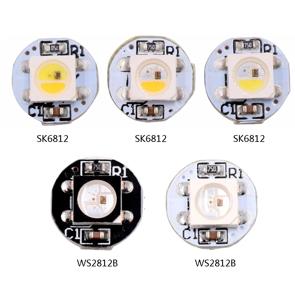 2-1000pcs WS2812B RGB LED Chip 5050SMD Black/White PCB SK6812 Individually Addressable Board Heatsink WS2811 IC Built-in