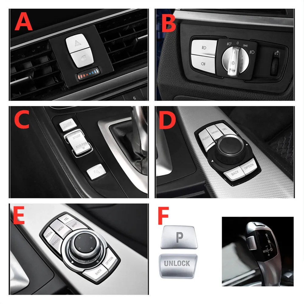 

Chrome Car Button Covers Stickers Car Interior Accessories for BMW F30 F34 F20 F22 F32 Car Styling