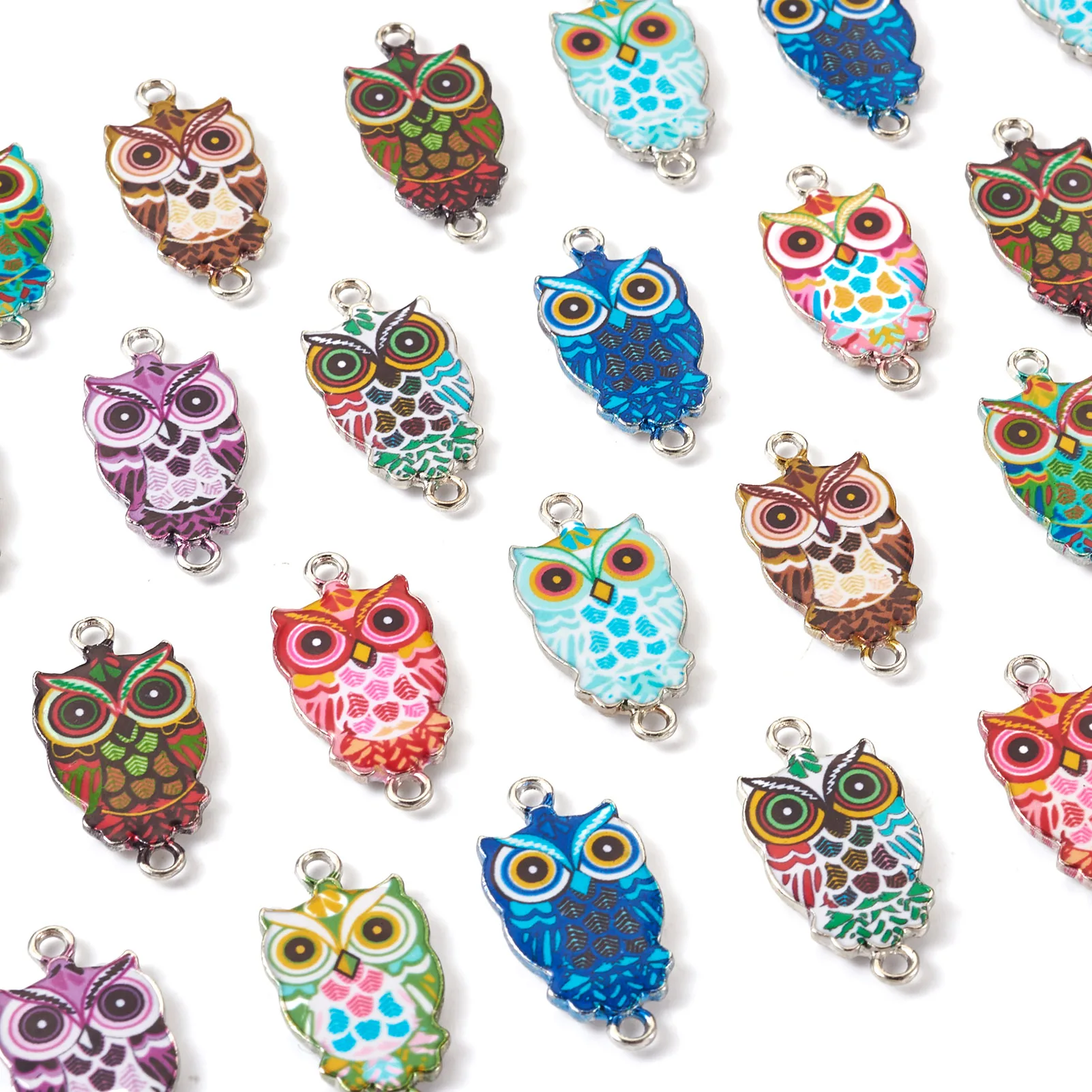 

1 Box Mixed Color Alloy Enamel Pendants Owl & Skull Shape Charms Halloween Theme for Necklaces Bracelets DIY Jewelry Making